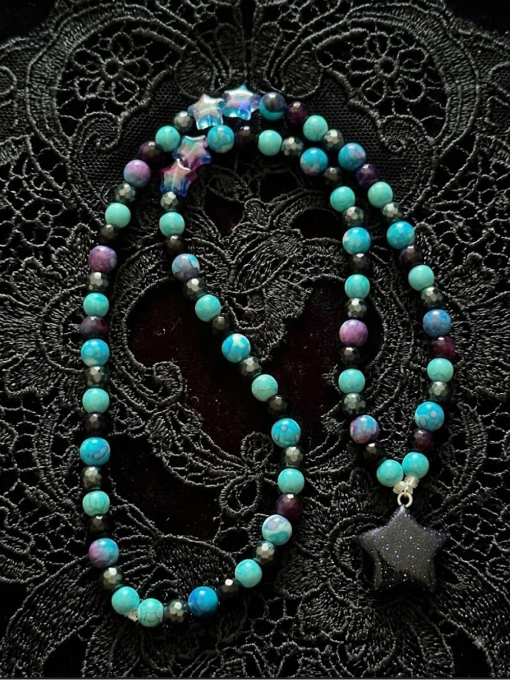 Sparkling Ocean Stars ( Mystic Ocean Agate, Blue Goldstone, Deep Purple Agate)